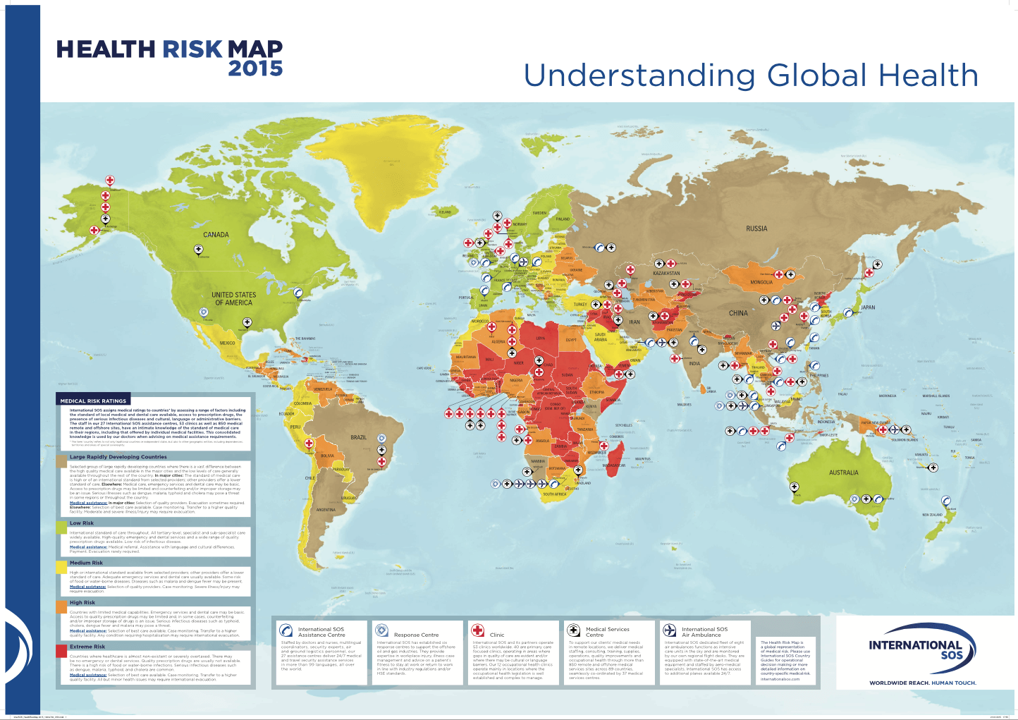 Gesundheitsrisiken im Ausland- die Länderkarte mit aktuellen