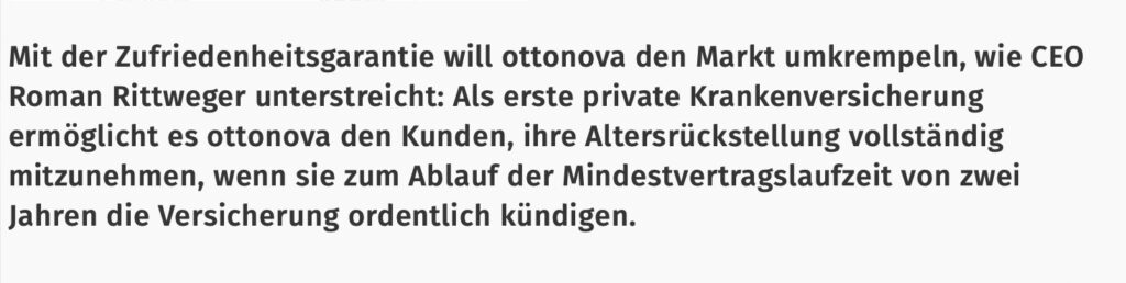 ottonova zufriedenheitsgarantie Zitat alter CEO