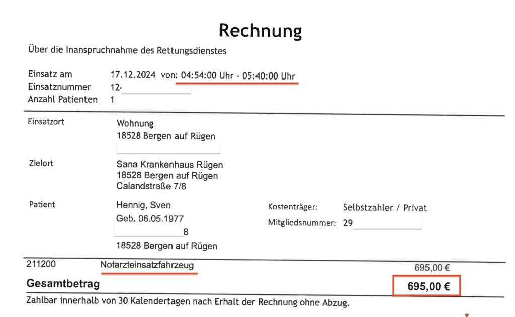 Was kostet ein Rettungswagen Notarzt 2024